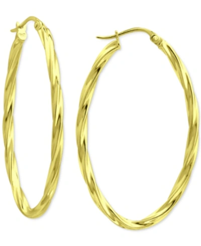 Giani Bernini Twisted Oval Medium Hoop Earrings, 40mm, Created For Macy's In Gold Over Silver