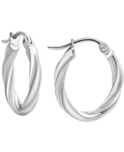 Giani Bernini Oval Twist Small Hoop Earrings, 15mm, Created For Macy's In Silver