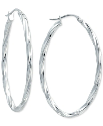 Giani Bernini Twisted Oval Medium Hoop Earrings, 40mm, Created For Macy's In Silver