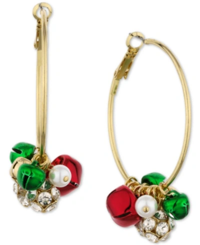 Charter Club Gold-tone Holiday Multi-charm Hoop Earrings, Created For Macy's