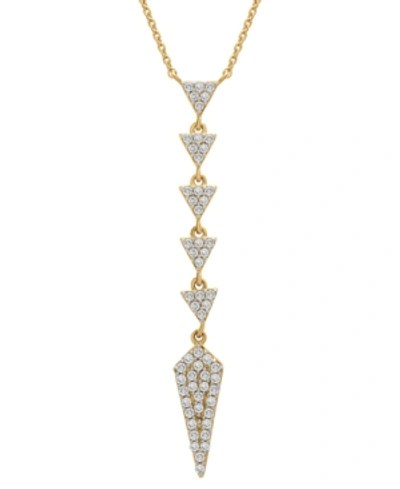 Wrapped Diamond Triangle Lariat Necklace (1/3 Ct. T.w.) In 14k Gold, 16" + 2" Extender, Created For Macy's In Yellow Gold