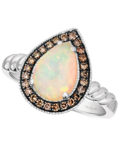 Le Vian Neopolitan Opal (7/8 Ct. T.w.) & Chocolate Diamond (1/5 Ct. T.w.) Halo Ring In 14k White Gold