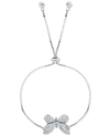 Macy's Cubic Zirconia Pave Butterfly Bolo Bracelet In Sterling Silver