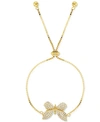 Macy's Cubic Zirconia Pave Butterfly Bolo Bracelet In 14k Yellow Gold Over Sterling Silver
