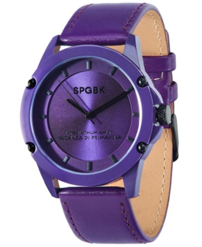 Spgbk Watches Unisex Britt Purple Leather Band Watch 44mm