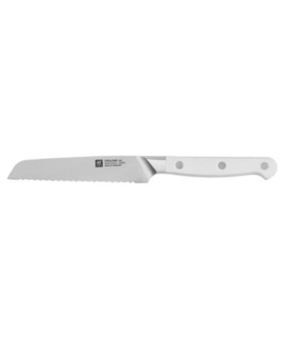 Zwilling Pro Le Blanc 5-inch Serrated Utility Knife In Silver-tone