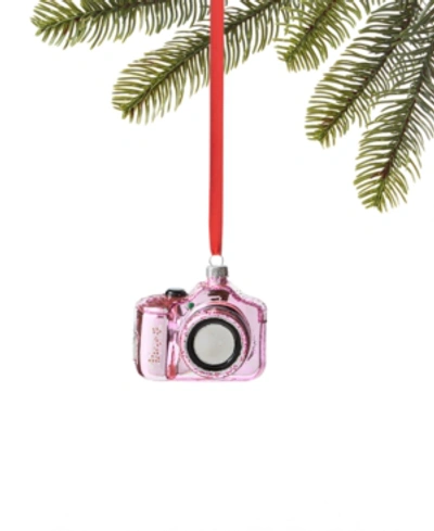 Holiday Lane Fashion Week Pink Glass Camera Ornament, Created For Macy's