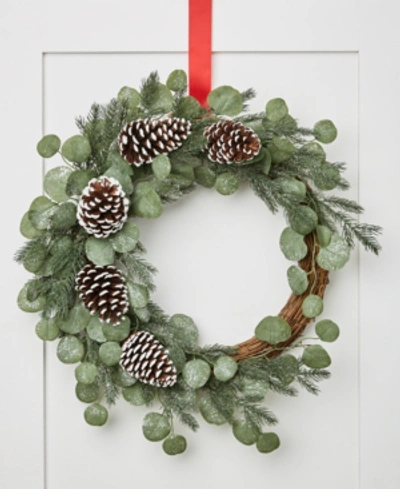 Martha Stewart Collection Birds And Berries 24" Eucalyptus Leaves Wreath With Pinecones & Pine Needles, Created For Macy's