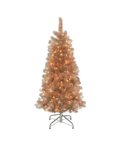 Puleo 4.5" Pre-lit Artificial Christmas Tree In Rose Gold