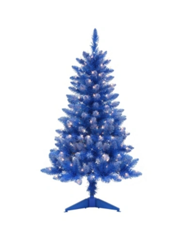 Puleo 4" Pre-lit Fashion Artificial Christmas Tree In Blue