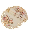 MANOR LUXE MOISSON LEAF EMBROIDERED CUTWORK FALL PLACEMATS ROUND