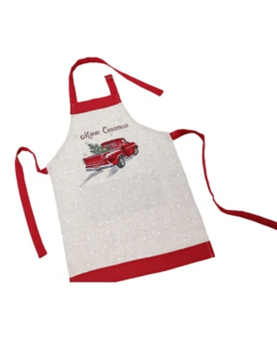 Manor Luxe Merry Christmas Truck Embroidered Apron In Linen