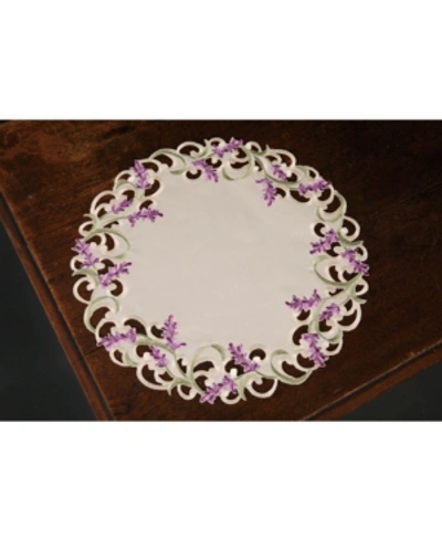 Xia Home Fashions Lavender Lace Embroidered Cutwork Round Placemats, 15" Round, Set Of 4 In Beige