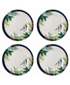 Portmeirion Sara Miller Parrot Dinner Plate, Set Of 4 In White