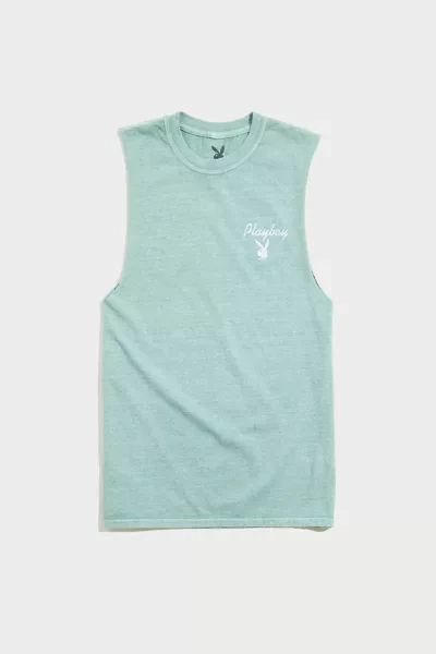 Urban Outfitters Playboy Embroidered Muscle Tee In Green