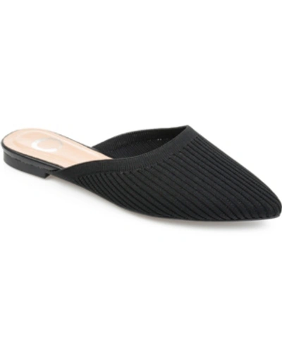 Journee Collection Journee Women's Wide Width Aniee Mule Flats In Black- Knit Fabric