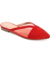 Journee Collection Women's Reeo Mesh Pointed Toe Slip On Mules In Red