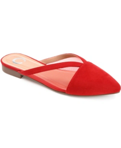 Journee Collection Women's Reeo Mesh Pointed Toe Slip On Mules In Red