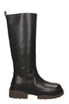 Ash Supremium Low Heels Boots In Black Leather In Black