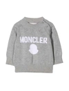 Moncler Baby Logo Cotton Sweater In Grigio