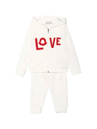Moncler Babies' White Newborn Tracksuit In Bianco