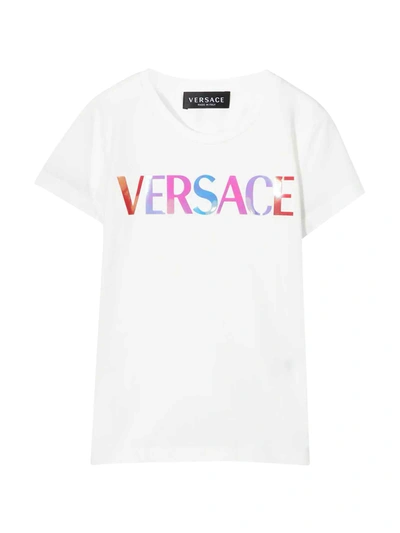 Versace Kids' Young Unisex White T-shirt In Multicolor
