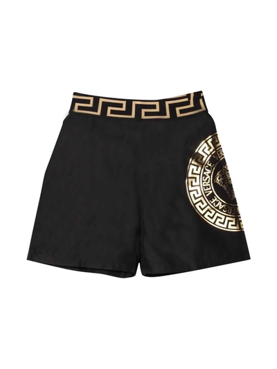 Versace Kids' Young Black Shorts In Nero