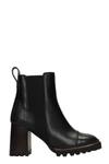 SEE BY CHLOÉ MALLORY HIGH HEELS ANKLE BOOTS IN BLACK LEATHER,SB33081A14000A202999