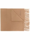 Apc Logo-embroidered Virgin Wool Scarf In Braun