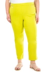 Nina Leonard Straight Leg Pull-on Pants In Chartreuse