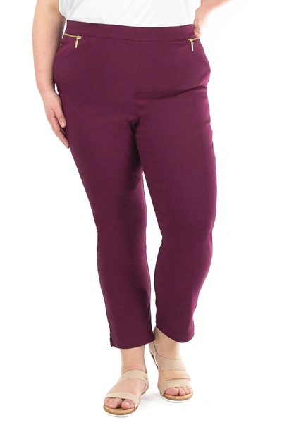 Nina Leonard Straight Leg Pull-on Pants In Deepwine