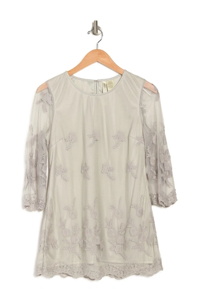 Forgotten Grace Forgotton Grace 3/4 Length Sleeve Lace Tunic In Silver