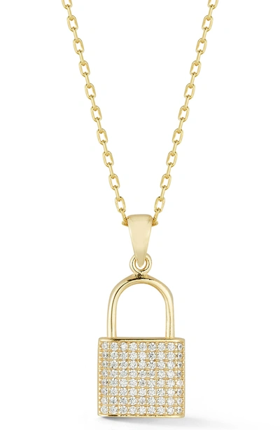 GLAZE JEWELRY GLAZE JEWELRY YELLOW GOLD VERMEIL PAVE CZ PADLOCK PENDANT NECKLACE 