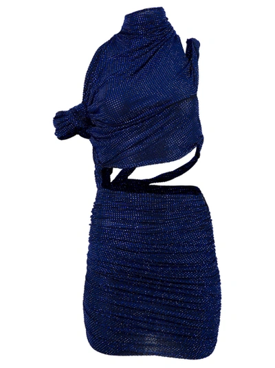 Laquan Smith Sculpted Mock Neck Dress Royal Blue