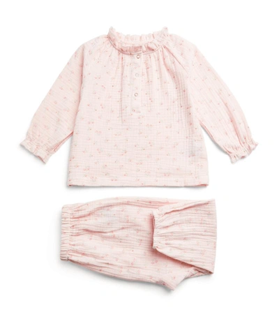 Albetta Babies' Sparkle Floral Top & Trousers Set (6-24 Months) In Pink