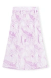 Ganni Watercolor Print Pleated Georgette Skirt In Orchid Bloom