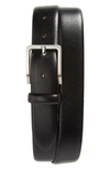 Johnston & Murphy Leather Belt In Black Italian Grain Leather