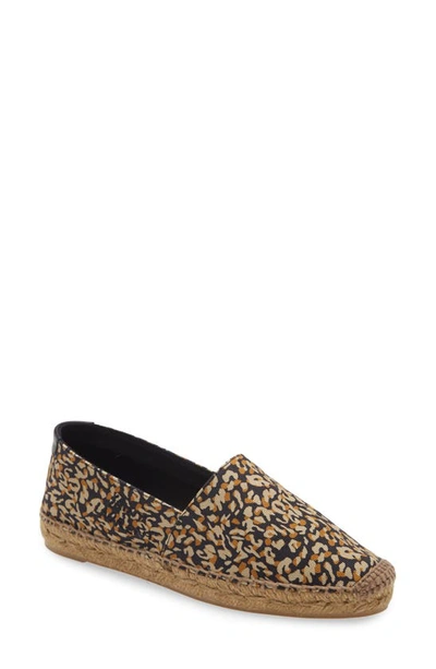 Saint Laurent Leopard-print Embroidered Canvas Espadrilles In Brown