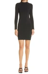 Alice And Olivia Estelle Reversible Twist Detail Long Sleeve Body-con Dress In Black