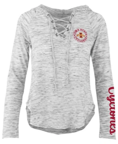 Pressbox Women's Iowa State Cyclones Spacedye Lace Up Long Sleeve T-shirt In Gray,heather