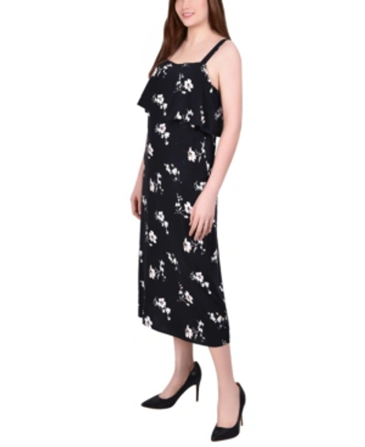 Ny Collection Women's Wide Strap With Bodice Overlay Sundress In Black Combo