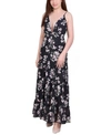 Shop Ny Collection Women's Tiered Spaghetti Strap Maxi Dress In Black, Pink
