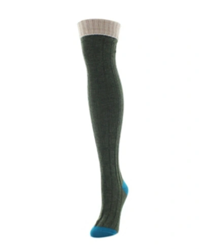 Memoi Women's Mixed Color Over The Knee Socks In Black