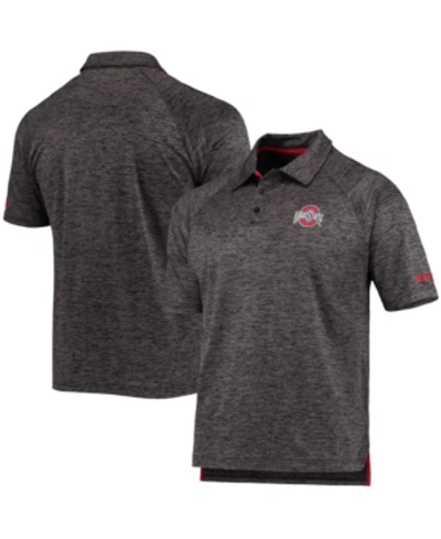 Colosseum Men's Heather Black Ohio State Buckeyes Down Swing Raglan Polo Shirt