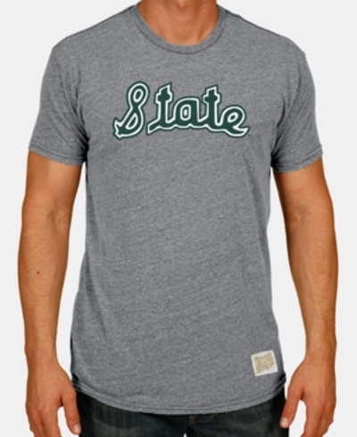 Retro Brand Men's Michigan State Spartans Tri-blend Vault Logo T-shirt In Gray