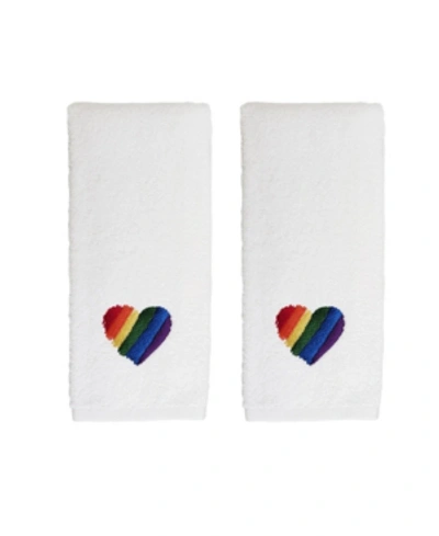Avanti Rainbow Heart 2-pc. Hand Towel Set, 30" X 16" In Ivory