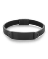 EVE'S JEWELRY MEN'S BRUSHED BLACK STAINLESS STEEL LEATHER ID BRACELET