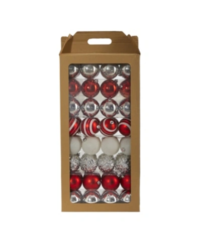 Nearly Natural Holiday Shatterproof, 64 Count Christmas Tree Ornament Set In Red