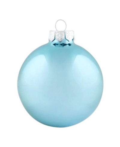Whitehurst 3.25" Glass Christmas Ornaments In Baby Blue Shiny