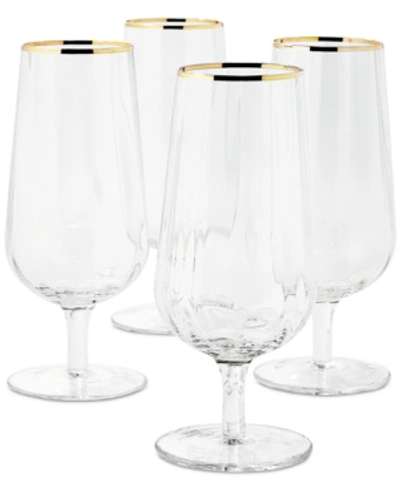 Martha Stewart Collection Optic Footed Water Glasses, Set Of 4, Created For Macy's In Clear